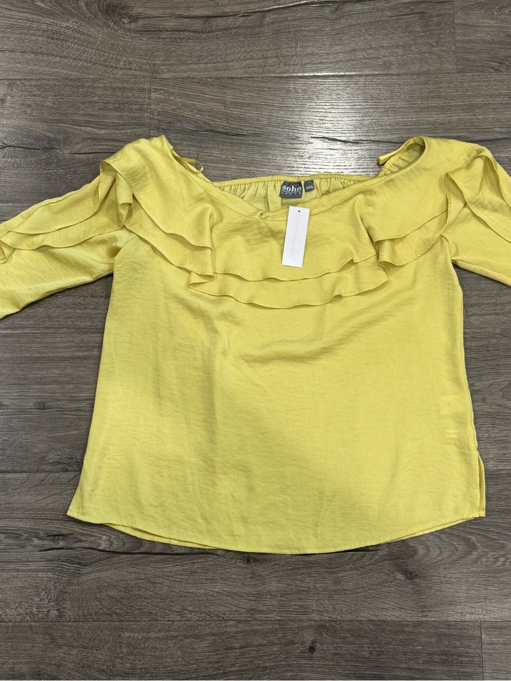 Soho Yellow Ruffled Off-Shoulder Blouse - Picture 3 of 11